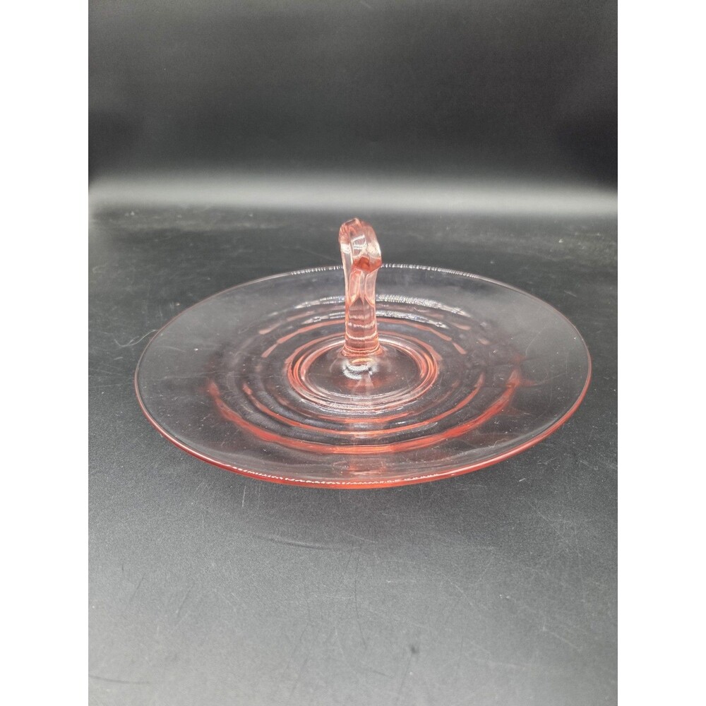 Paden City Pink Depression Glass Party Line Center Handle Tidbit Tray 10 Inch